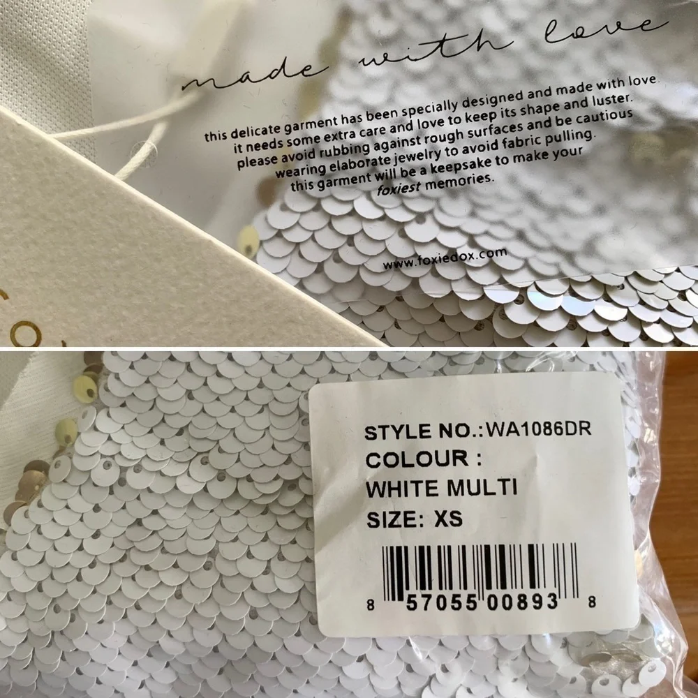 Foxiedox White Gold Flip Sequin Mini Dress XS - Picture 16 of 16